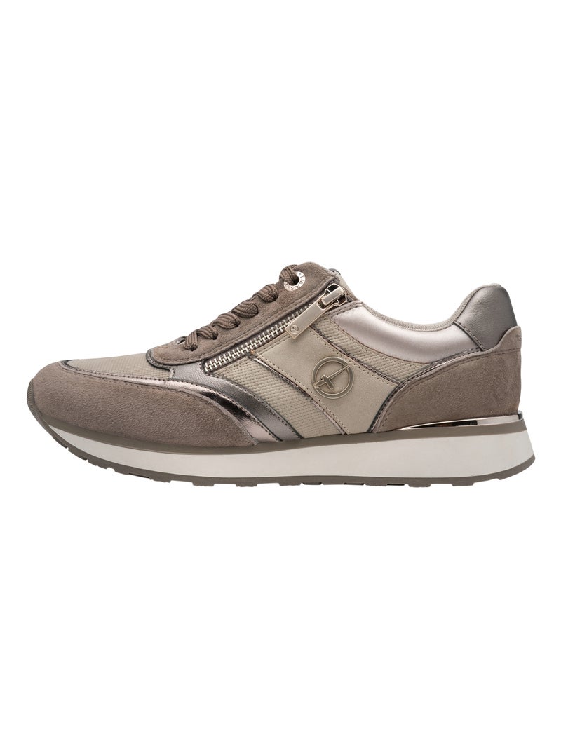 Basket Cuir Tamaris Taupe/Doré - Kiabi