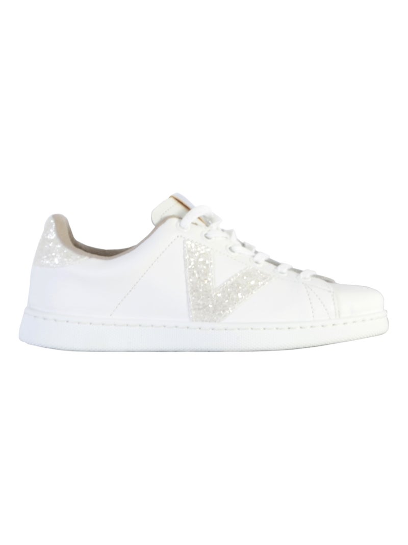 Basket Cuir Victoria 1125188 Blanc Noir - Kiabi