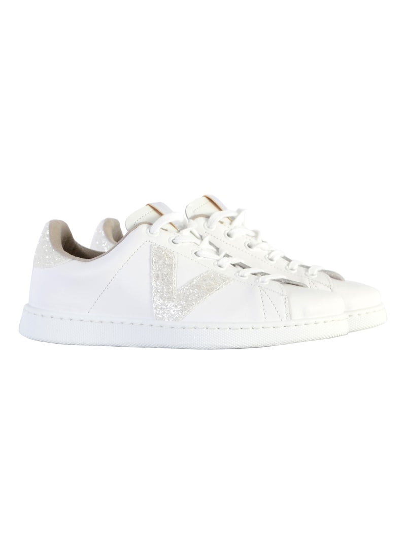 Basket Cuir Victoria 1125188 Blanc Noir - Kiabi