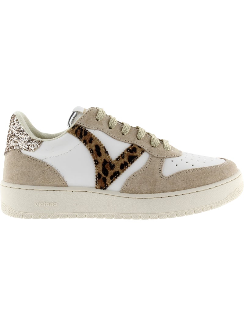 Basket Cuir Victoria Blanc Doré - Kiabi