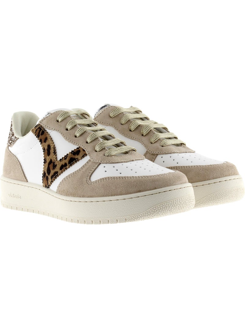 Basket Cuir Victoria Blanc Doré - Kiabi