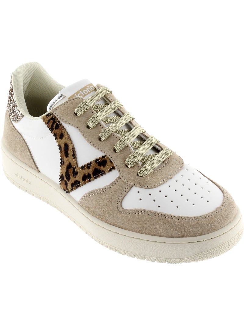 Basket Cuir Victoria Blanc Doré - Kiabi