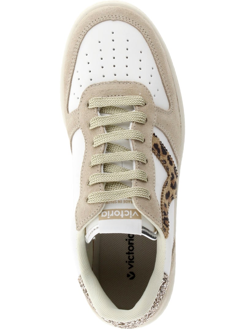 Basket Cuir Victoria Blanc Doré - Kiabi