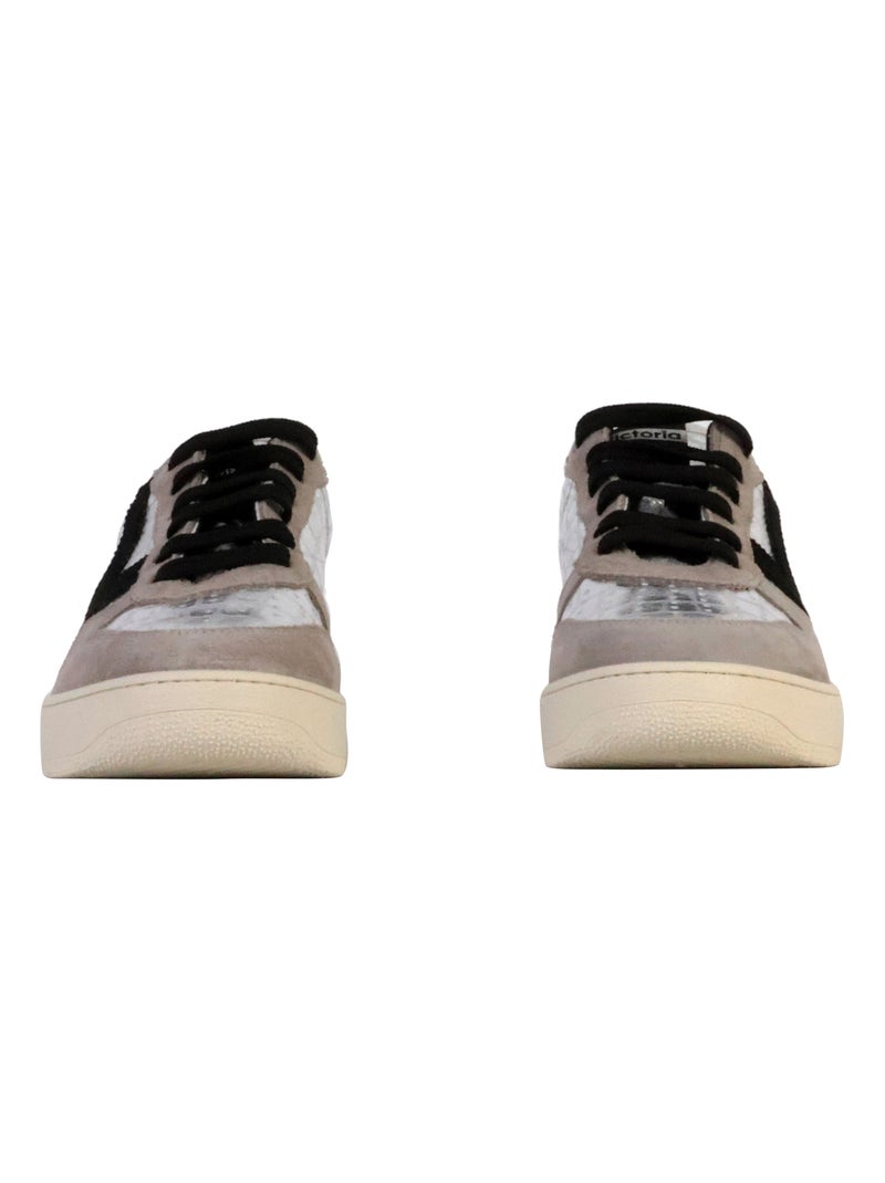 Basket Cuir Victoria Blanc Gris Noir - Kiabi