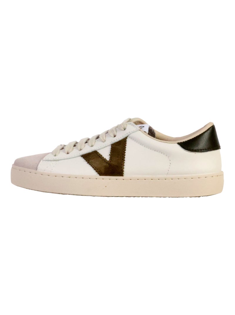 Basket Cuir Victoria Kaki - Kiabi