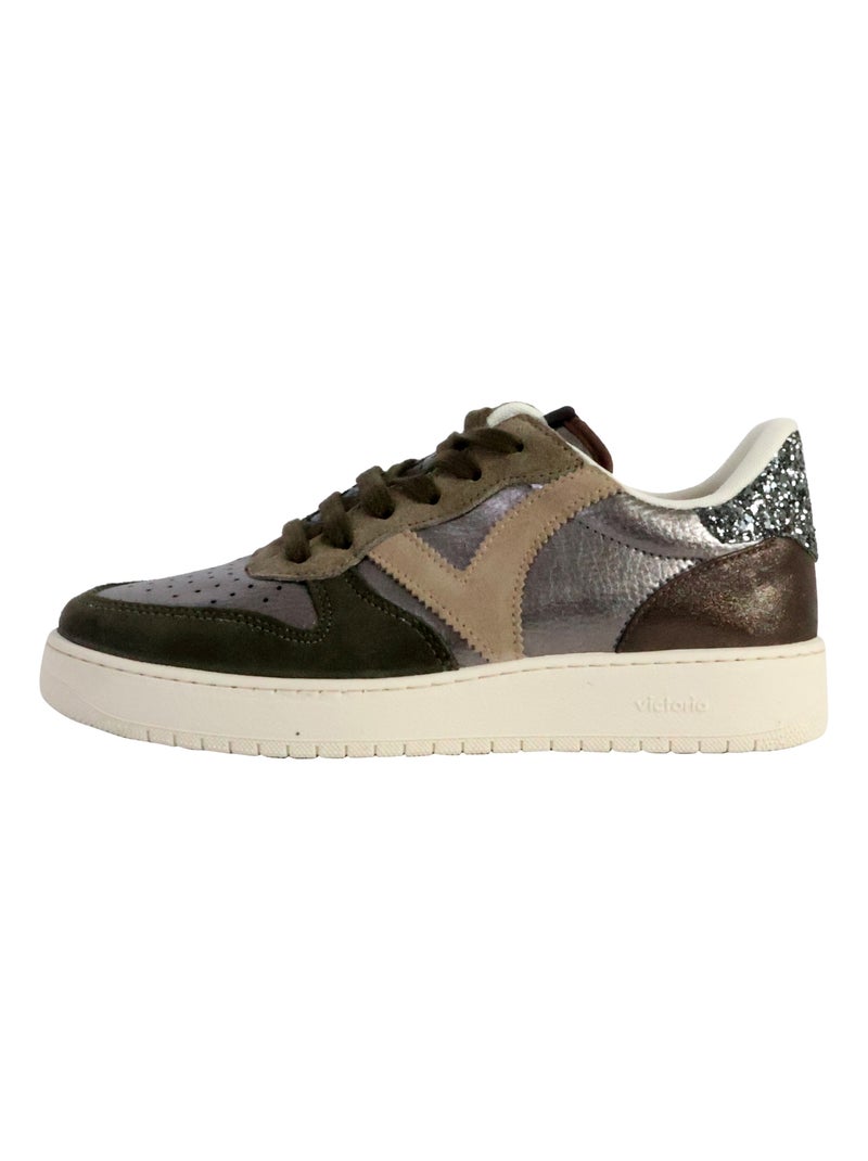Basket Cuir Victoria Kaki - Kiabi