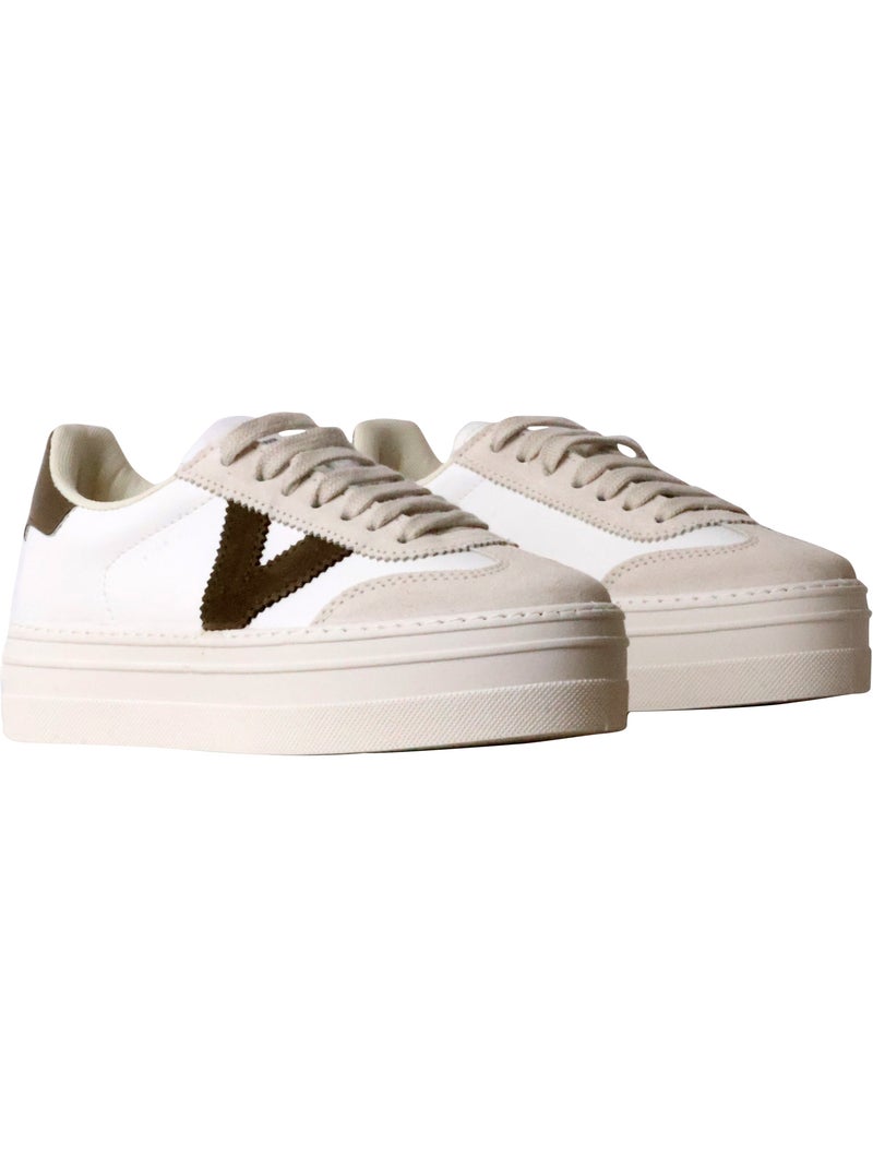 Basket Cuir Victoria Kaki - Kiabi