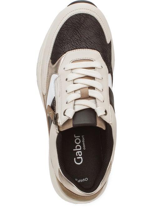 Basket en cuir et textile (adaptée Hallux Valgus) - Kiabi