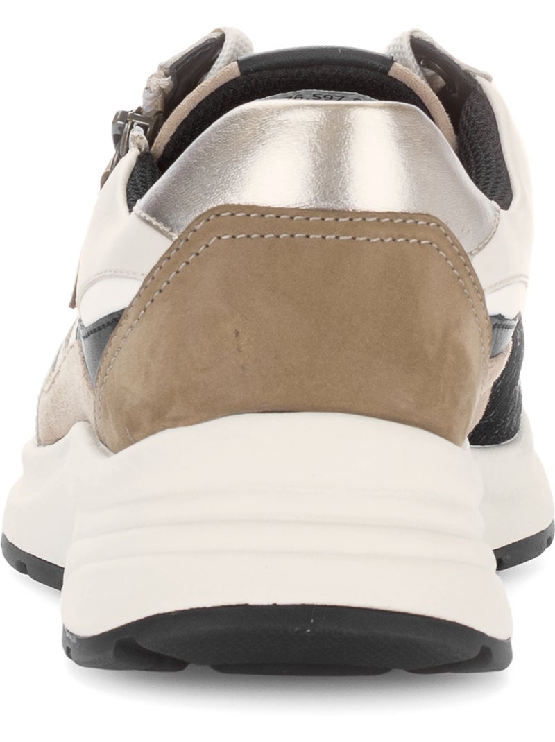 Basket en cuir et textile (adaptée Hallux Valgus) Beige gris - Kiabi