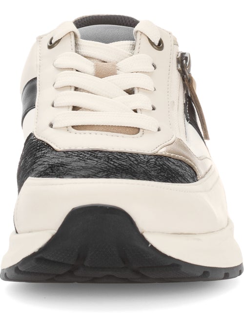 Basket en cuir et textile (adaptée Hallux Valgus) - Kiabi