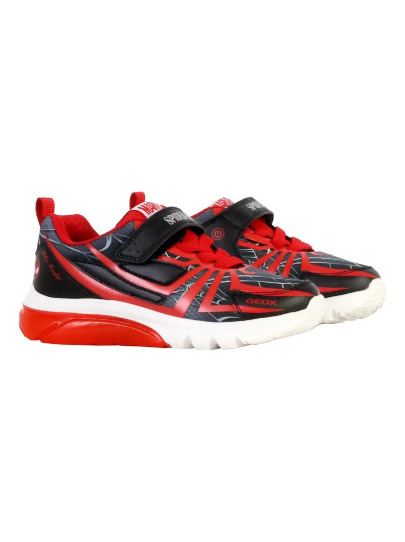 Basket Enfant à Scratch Geox Ciberdron Noir Rouge - Kiabi