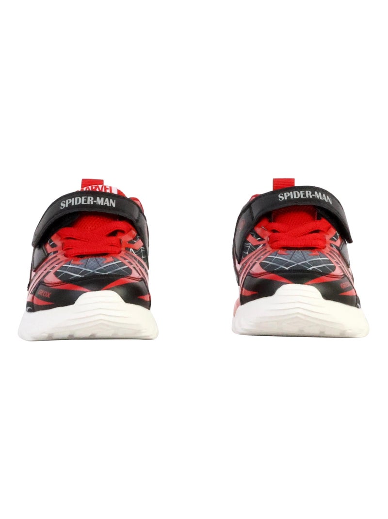 Basket Enfant à Scratch Geox Ciberdron Noir Rouge - Kiabi