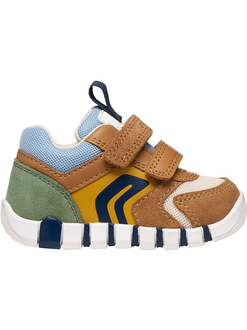 Basket Enfant Cuir Geox Lupidoo B.D Suede Mesh Marron - Kiabi