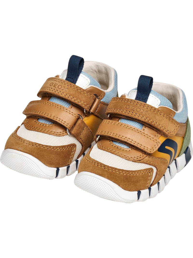 Basket Enfant Cuir Geox Lupidoo B.D Suede Mesh Marron - Kiabi