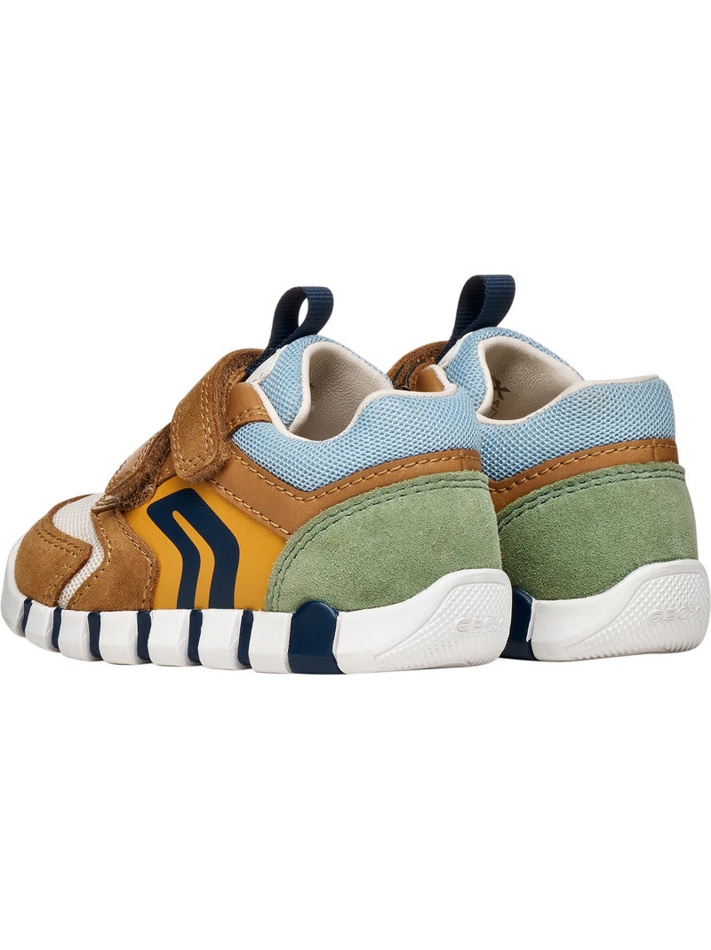 Basket Enfant Cuir Geox Lupidoo B.D Suede Mesh Marron - Kiabi