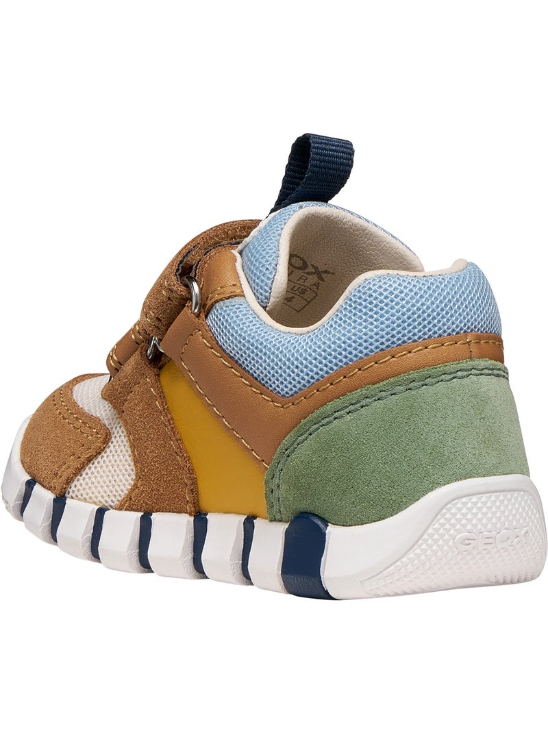 Basket Enfant Cuir Geox Lupidoo B.D Suede Mesh Marron - Kiabi