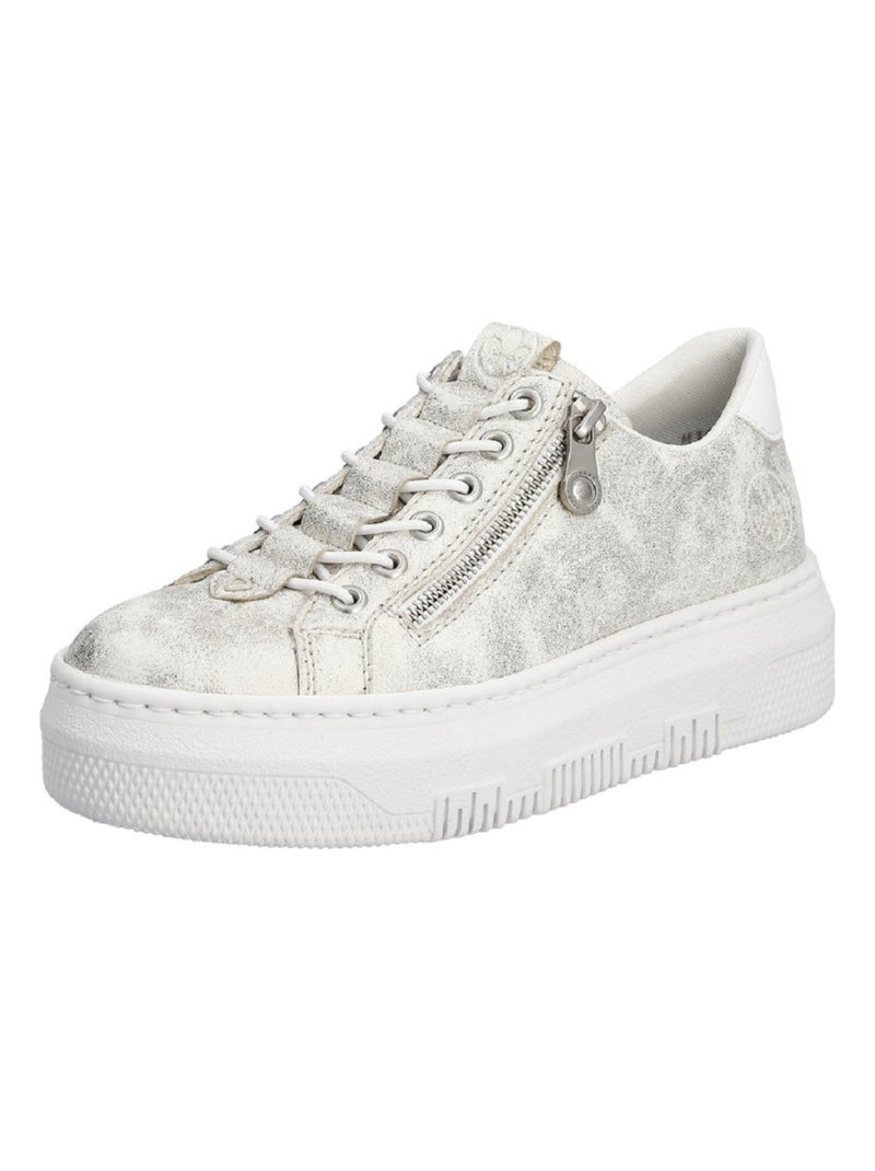 Rieker L7463 Basket Femme Gris-Vert – Confort Léger, Semelle Antichoc, Vegan & Élégante