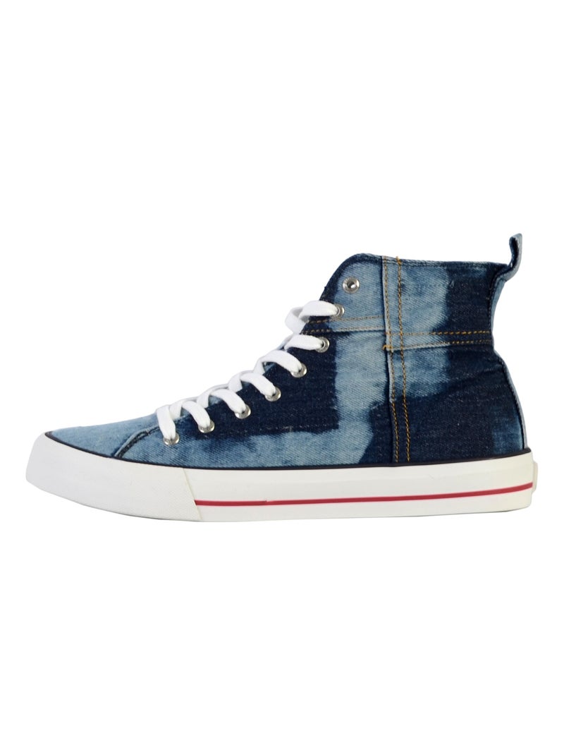 Basket Montante à Lacets Desigual Beta Travel patch Bleu - Kiabi