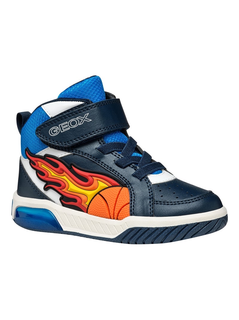 Basket Montante à Lacets Geox Junior Inek Boy Geobuck+Text Bleu - Kiabi