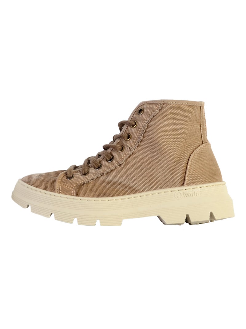 Basket Montante à Lacets Natural World Bota Enzimatica Beige - Kiabi