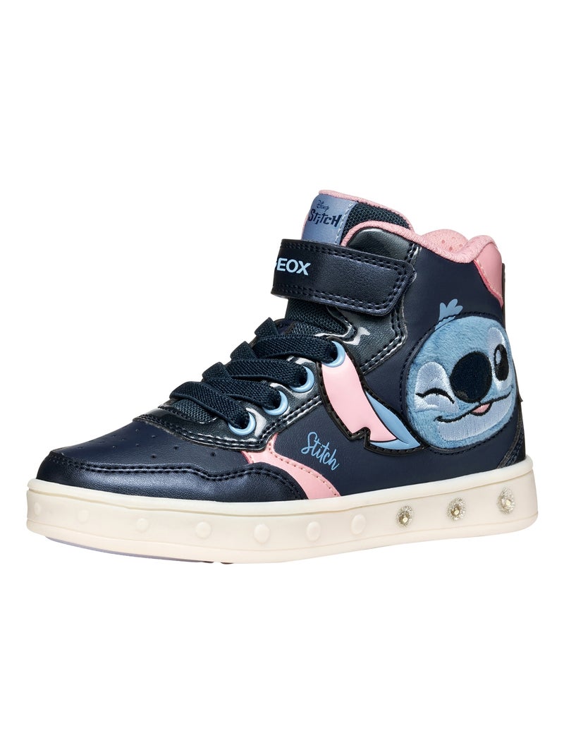 Basket Montante à Scratches Geox Enfant Skylin Girl Synt.Lea+Pea Bleu - Kiabi