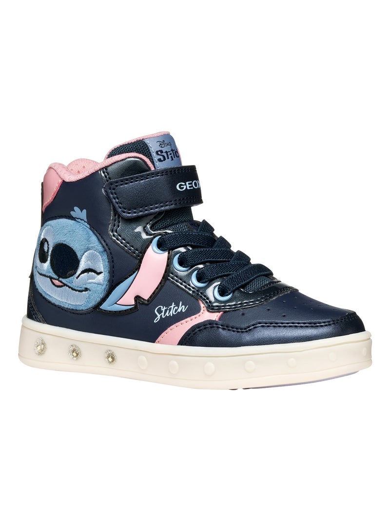 Basket Montante à Scratches Geox Enfant Skylin Girl Synt.Lea+Pea Bleu - Kiabi