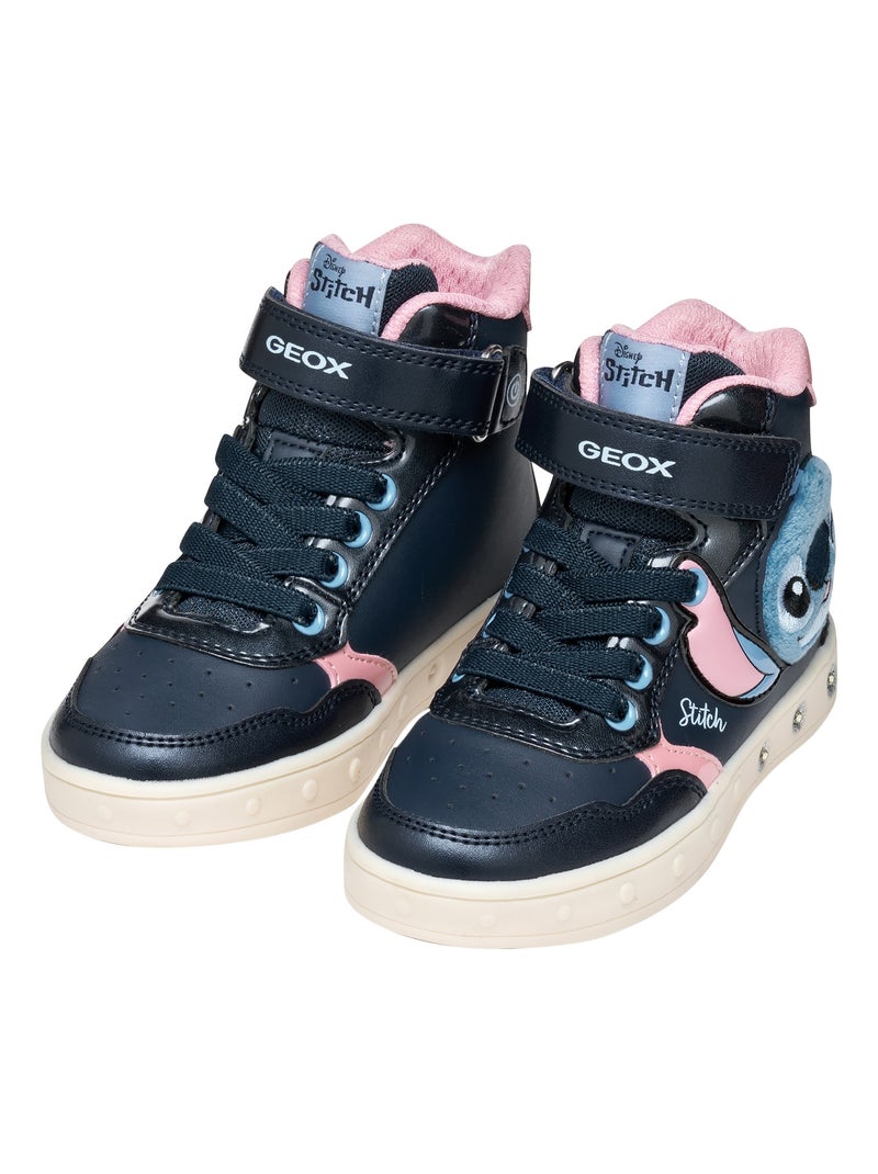Basket Montante à Scratches Geox Enfant Skylin Girl Synt.Lea+Pea Bleu - Kiabi