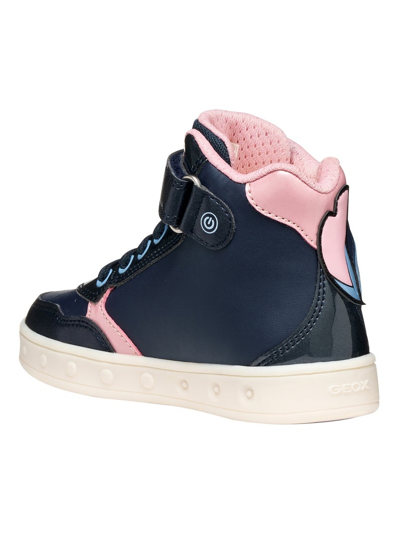 Basket Montante à Scratches Geox Enfant Skylin Girl Synt.Lea+Pea Bleu - Kiabi