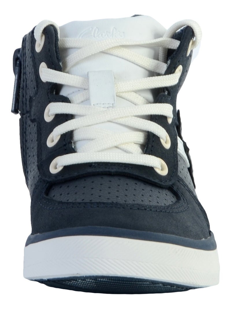 Basket Montante Cuir Enfant Clarks City Flake Bleu marine - Kiabi