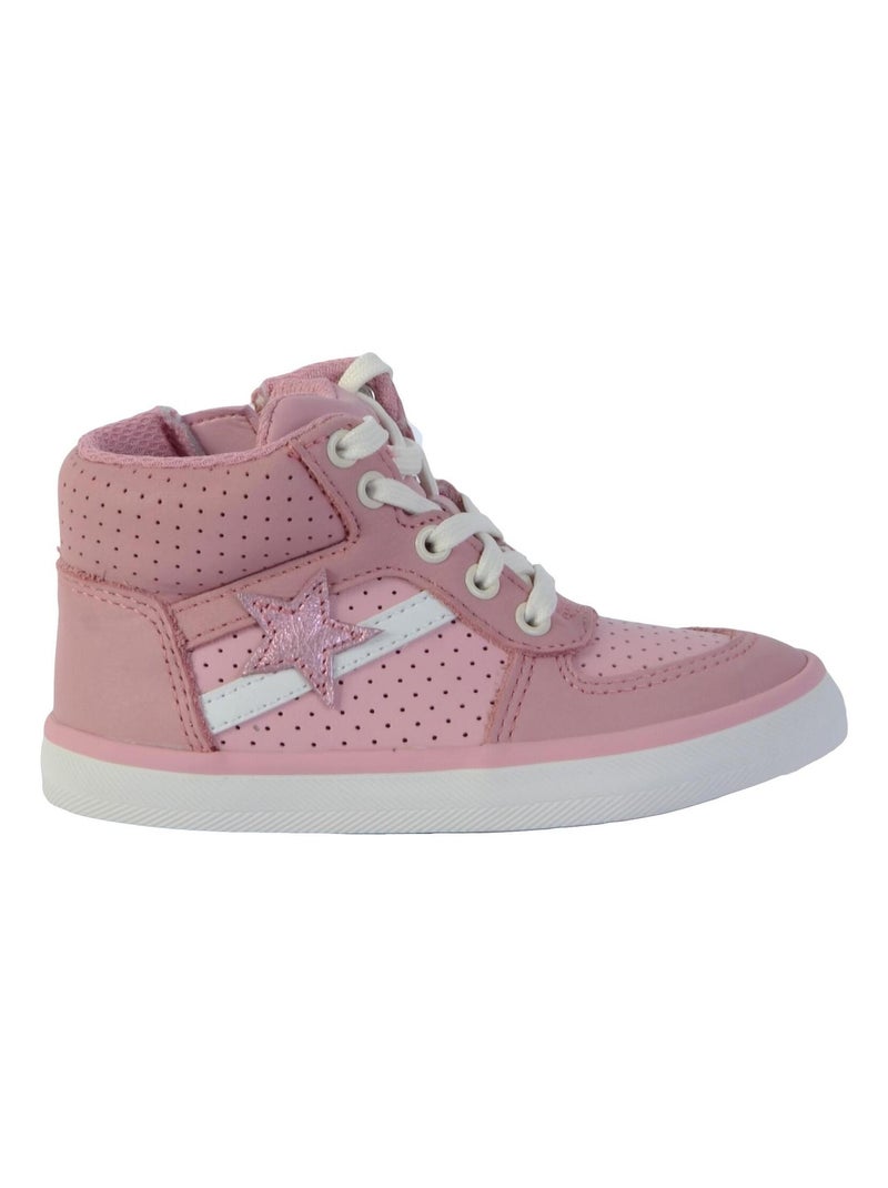 Basket Montante Cuir Enfant Clarks City Flake Rose - Kiabi