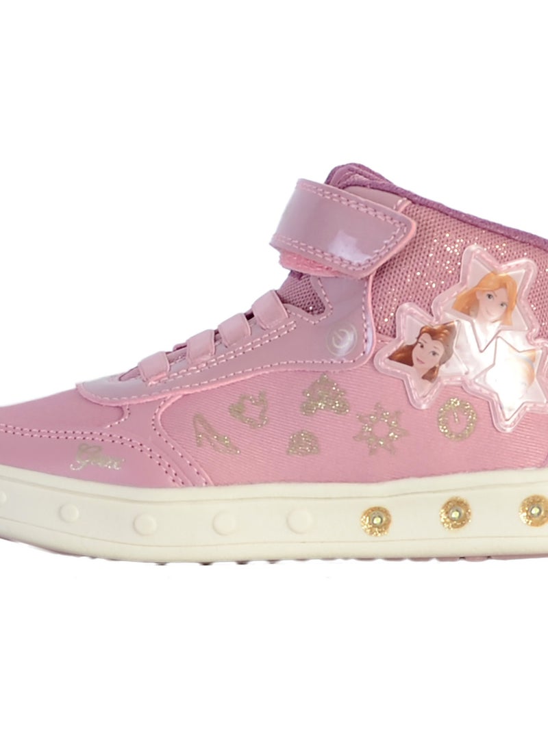 Basket Montante Cuir Enfant Geox Skylin Rose - Kiabi