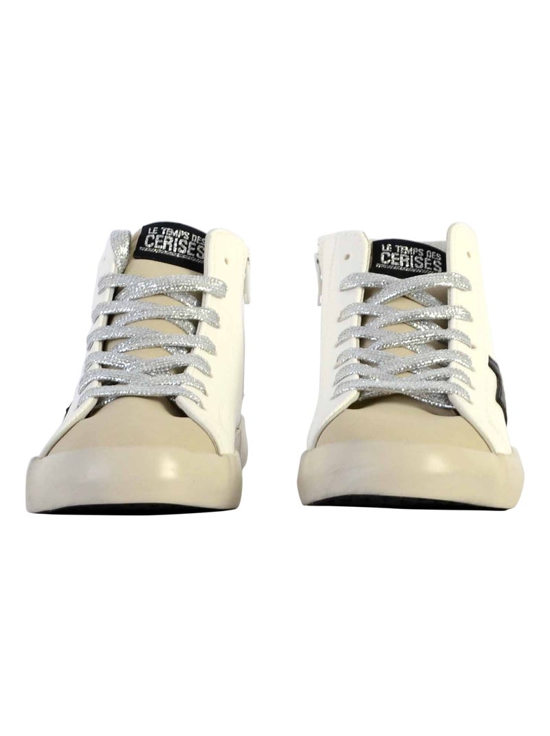 Basket Montante Cuir Le Temps Des Cerises Soho High Blanc Beige Gris - Kiabi