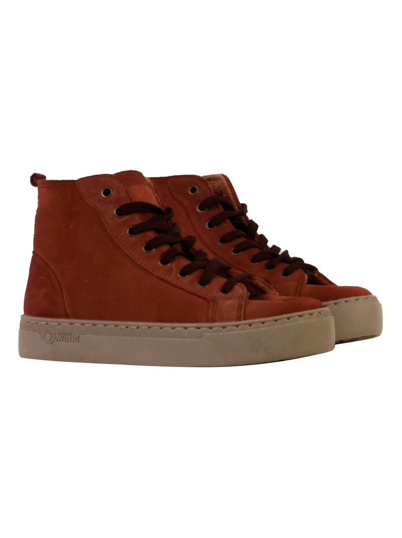 Basket Montante Cuir Natural World Blanc - Kiabi