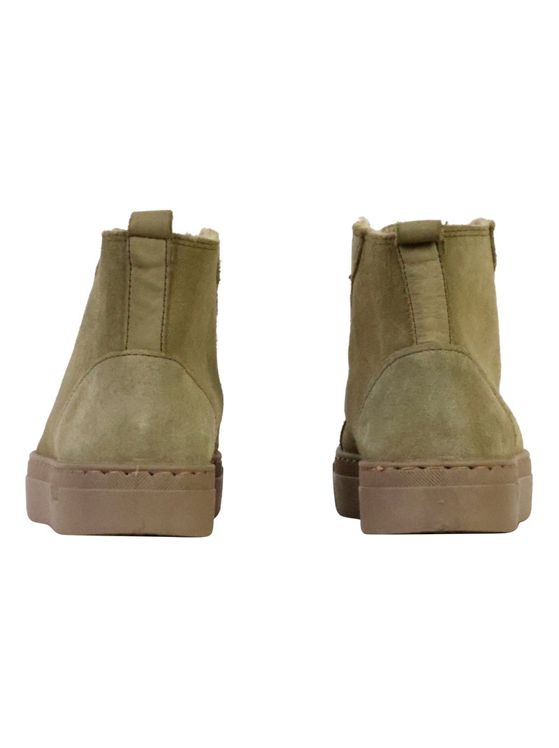 Basket Montante Cuir Natural World Kaki - Kiabi