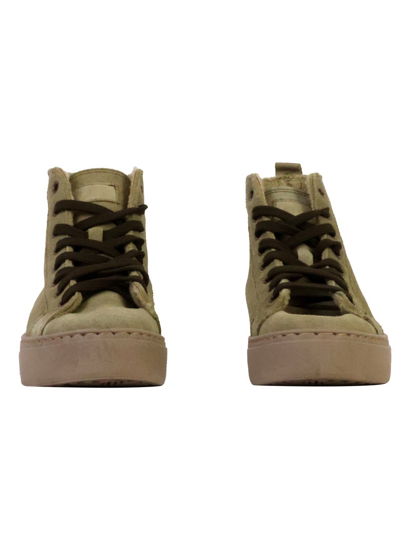 Basket Montante Cuir Natural World Kaki - Kiabi