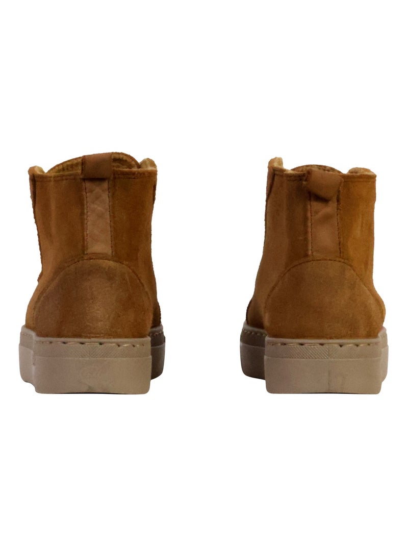 Basket Montante Cuir Natural World Marron - Kiabi