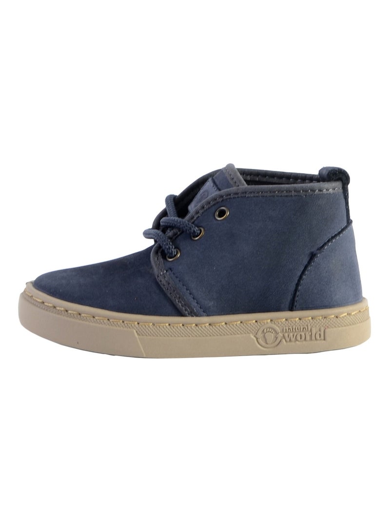 Basket Montante Cuir Natural World Safari Bleu marine - Kiabi