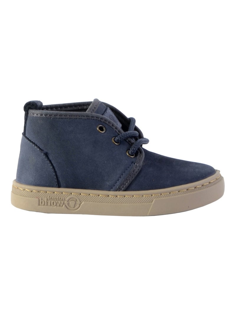 Basket Montante Cuir Natural World Safari Bleu marine - Kiabi