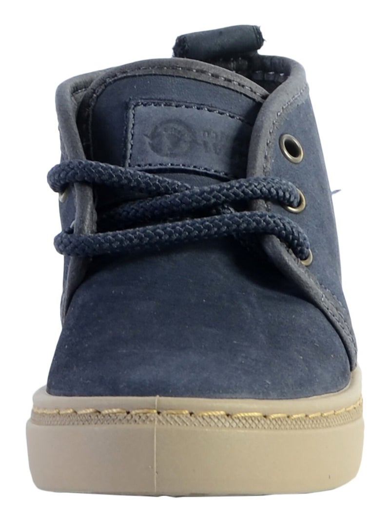 Basket Montante Cuir Natural World Safari Bleu marine - Kiabi
