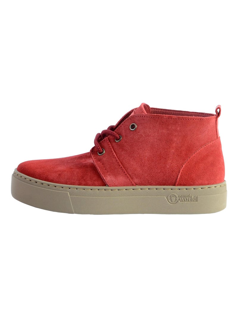 Basket Montante Cuir Natural World Safari Rouge - Kiabi