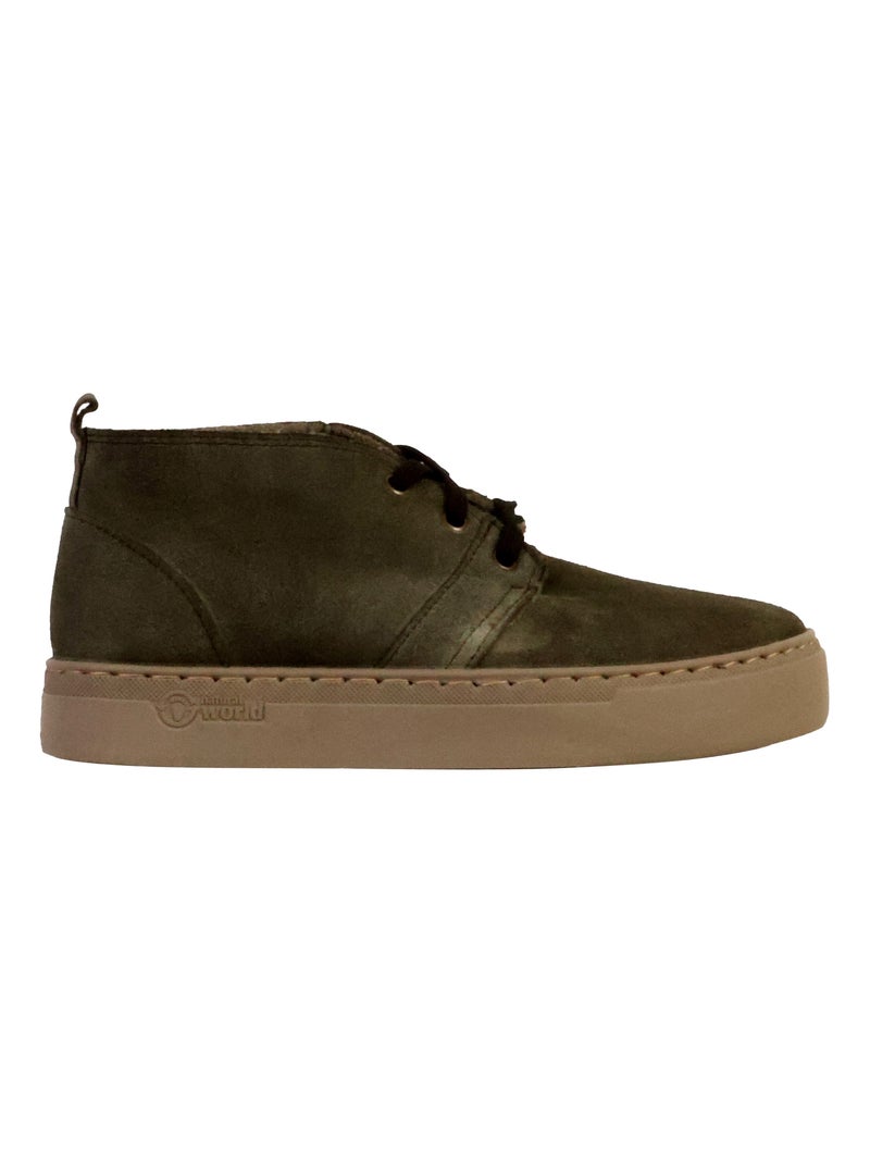 Basket Montante Cuir Natural World Vert - Kiabi