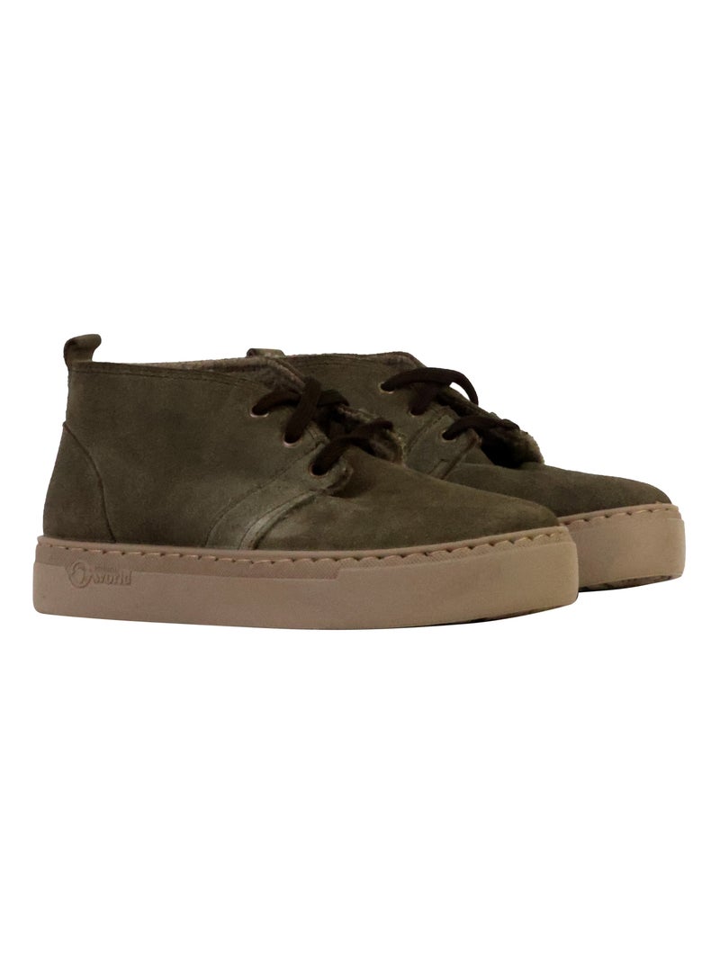 Basket Montante Cuir Natural World Vert - Kiabi