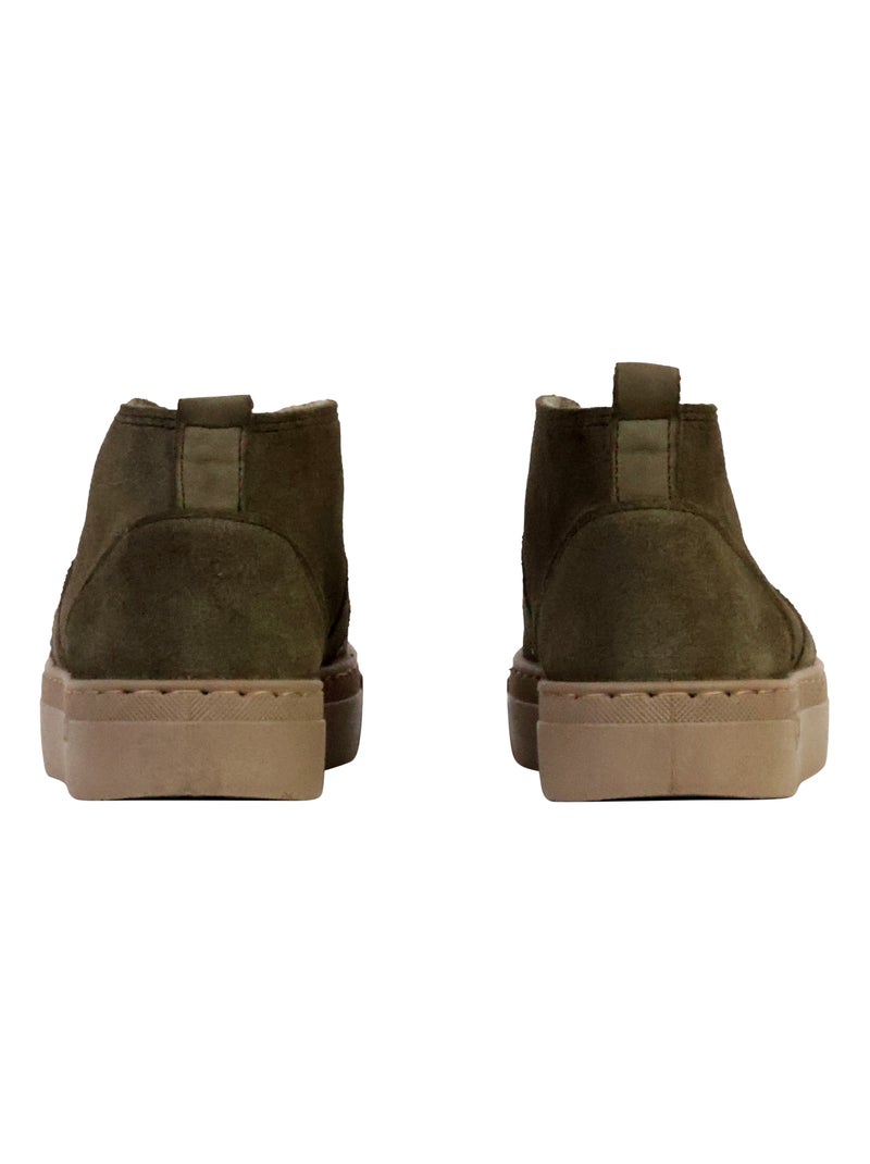 Basket Montante Cuir Natural World Vert - Kiabi