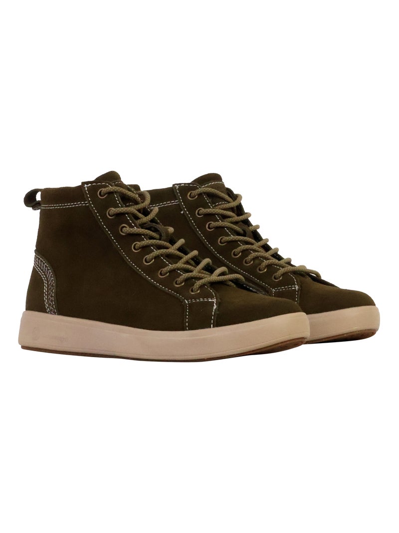 Basket Montante Cuir Natural World Vert - Kiabi