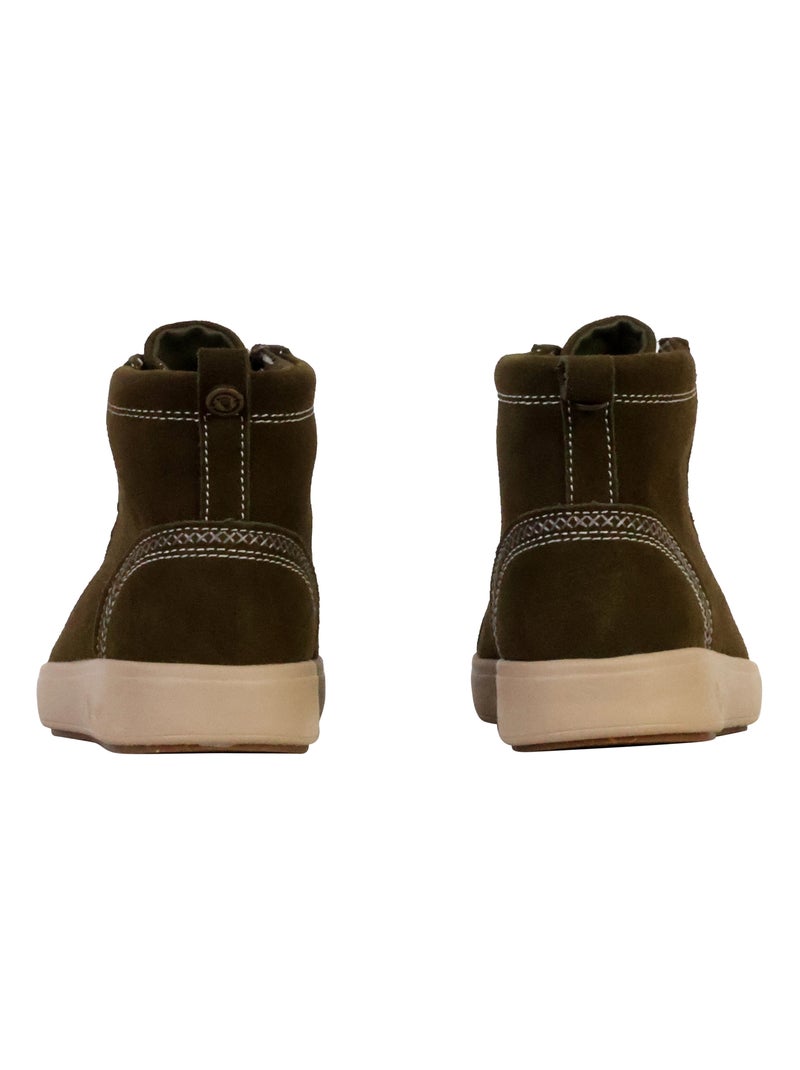 Basket Montante Cuir Natural World Vert - Kiabi
