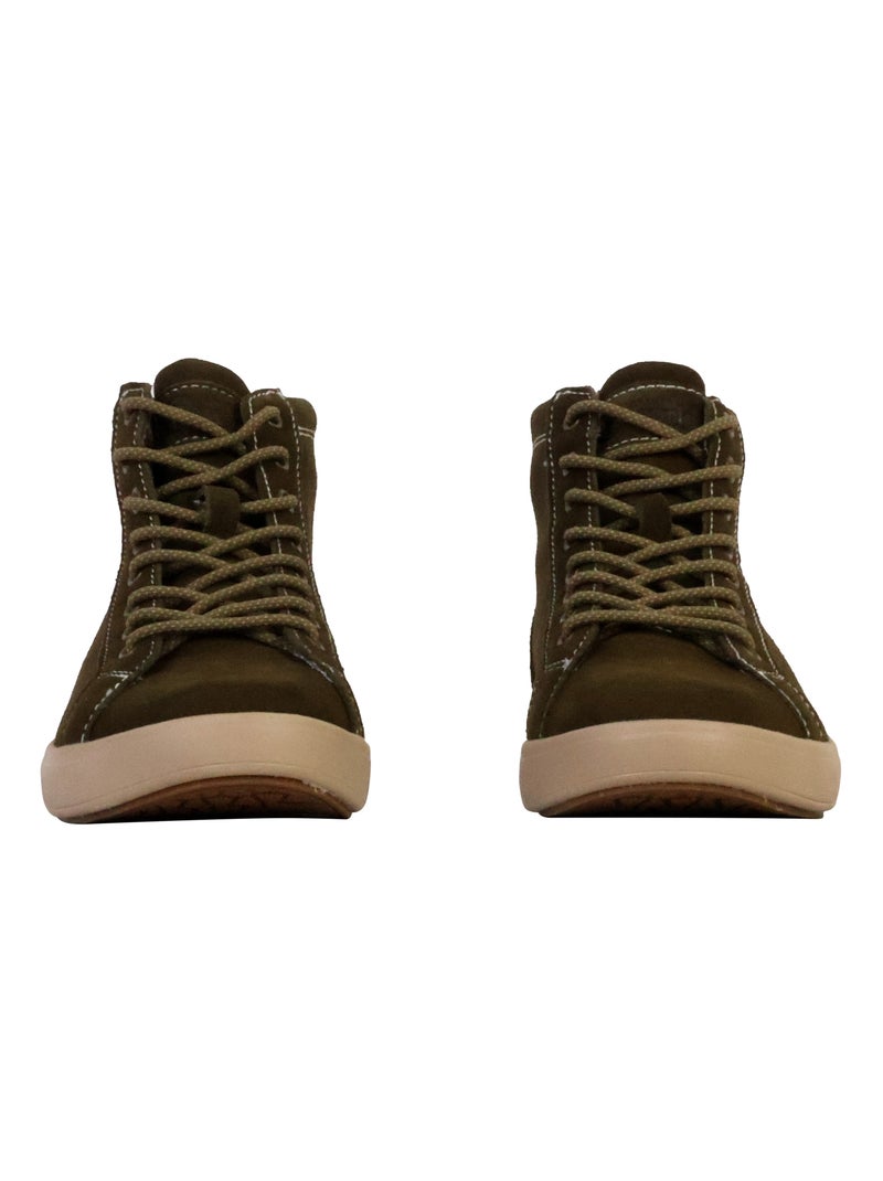 Basket Montante Cuir Natural World Vert - Kiabi