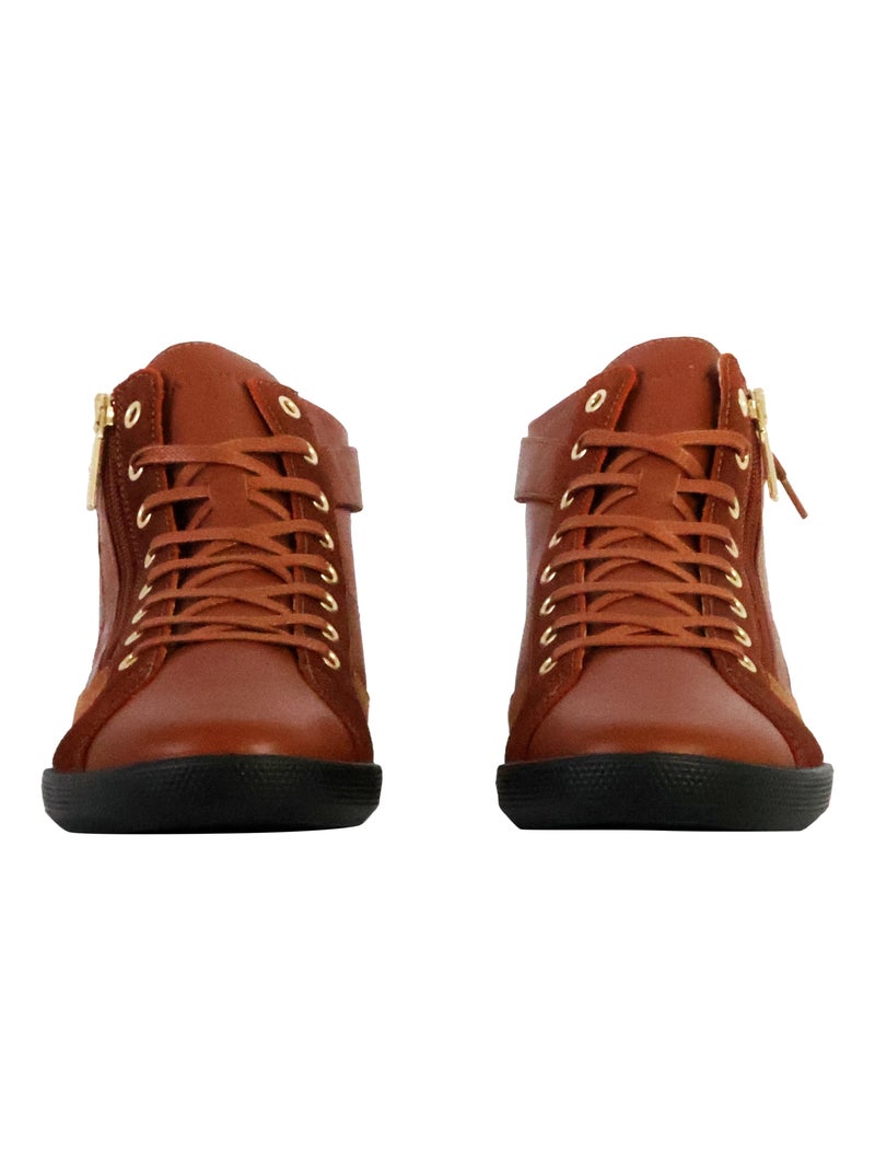 Basket Montante Cuir Pataugas Palme Marron - Kiabi