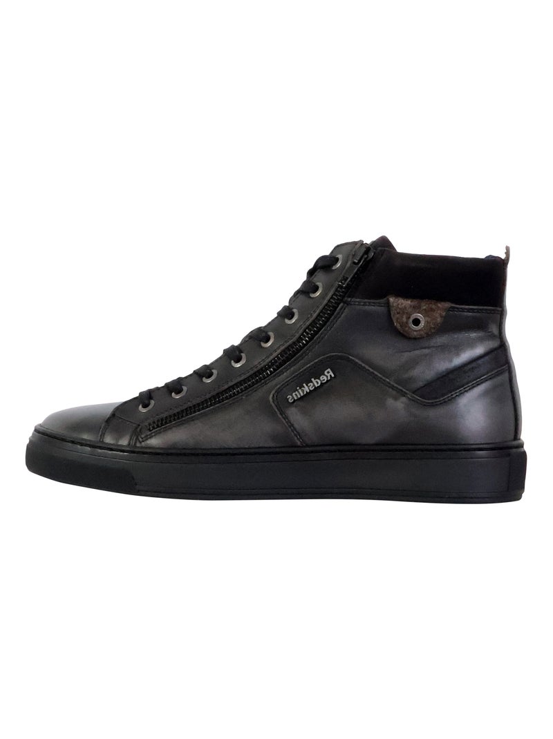Simili Cuir Baskets Montantes Noires High Top Basket Montante Noir