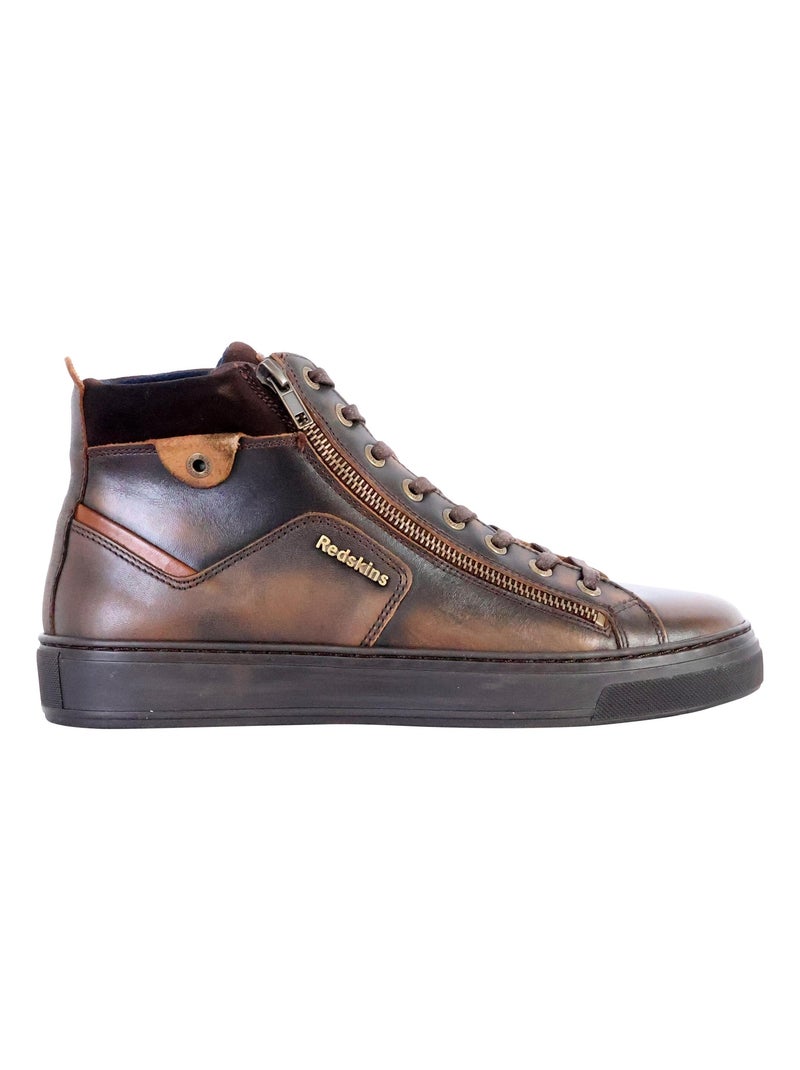 Basket Montante Cuir Redskins Hopesi Marron tabac - Kiabi