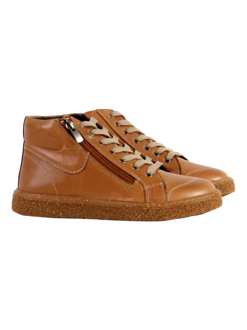 Basket Montante Cuir The Divine Factory Alénoa Camel - Kiabi